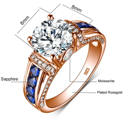 Certified D Color VVS1 2ct Moissanite Diamond Ring For Women 100% Sterling Silver Good Quality Wedding Jewelry Pass Diamond Test