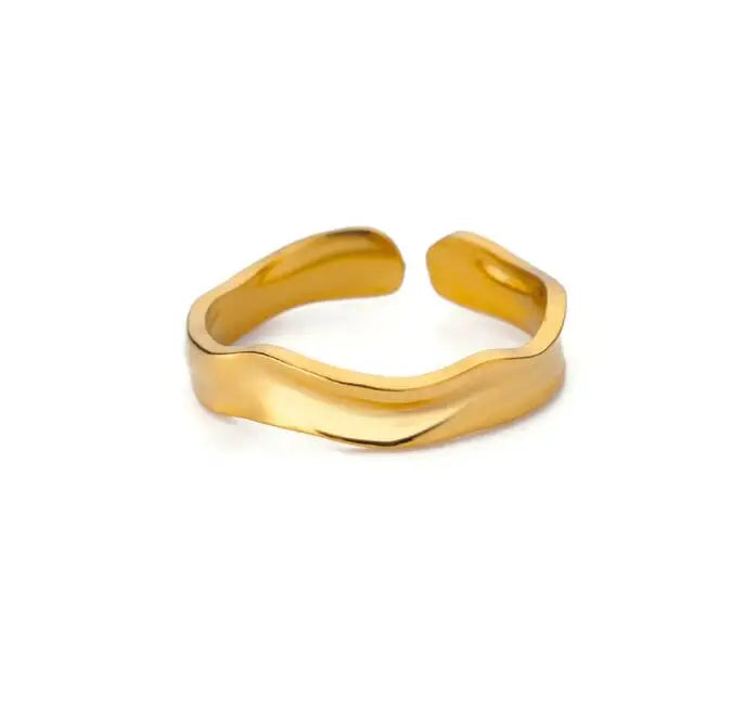 Minimalist Texture Stainless Steel Geometric Rings For Women Gold Color